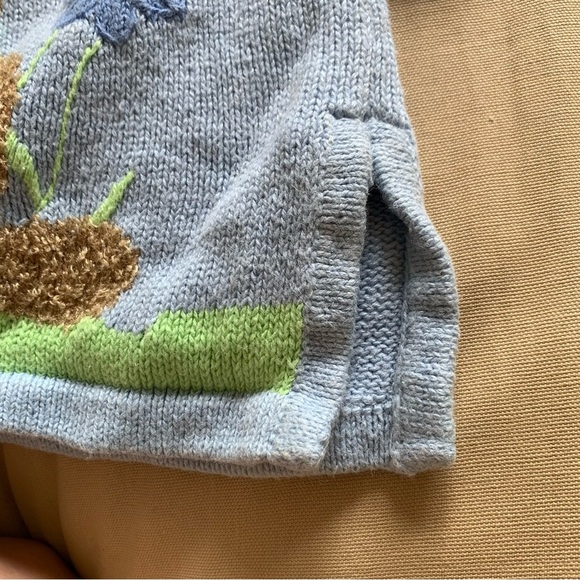 Vintage Quacker Factory Women’s 2X Light Blue Knit Sweater Bunny Rabbit Flowers - Picture 10 of 16